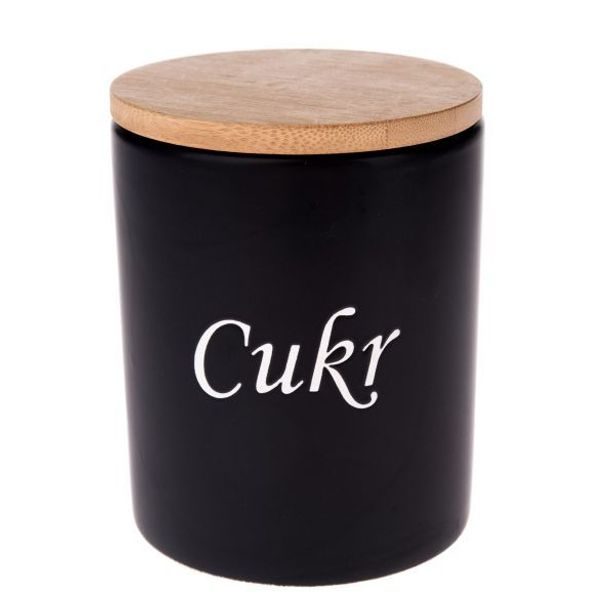 dóza 0,64l, d10x13cm, CUKR, BLACK, keramika/bambus
