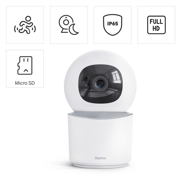 Hama Smart domácí WiFi kamera, otáčení/naklápění, noční vidění, Full HD
