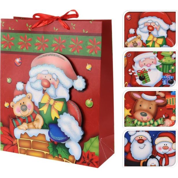 taška dárk. M, VÁNOČNÍ x x cm, mix druhů, papír