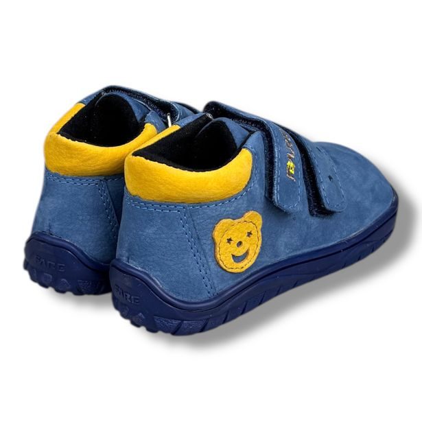 FARE BARE B5426201 – dětské barefoot kotníkové boty z nubukové kůže s membránou, modré