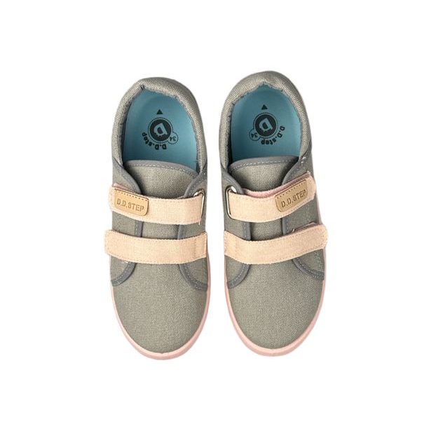 DDstep plátěnky, dětské boty - Šedo-růžové