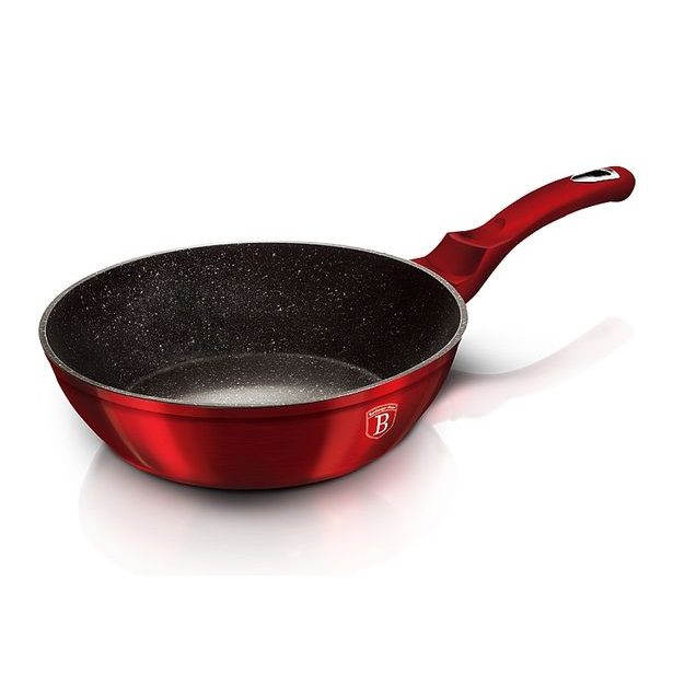 BERLINGERHAUS Pánev hluboká s mramorovým povrchem a poklicí 24 cm Burgundy Metallic Line BH-1259