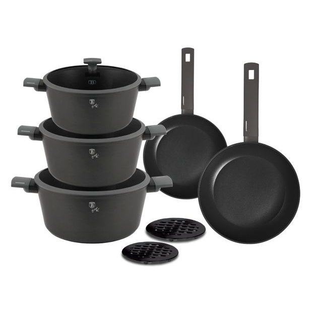 BERLINGERHAUS Sada nádobí s titanovým povrchem 10 ks Antracit Collection BH-8140