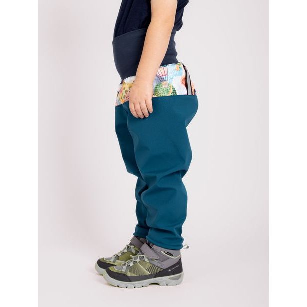 Unuo, Batolecí softshellové kalhoty s fleecem Basic, Kobaltová, Veselé kopečky