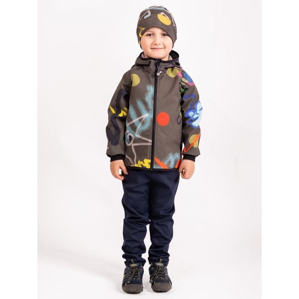 Unuo, Dětská čepice fleecová Sport, Khaki, Fantazie