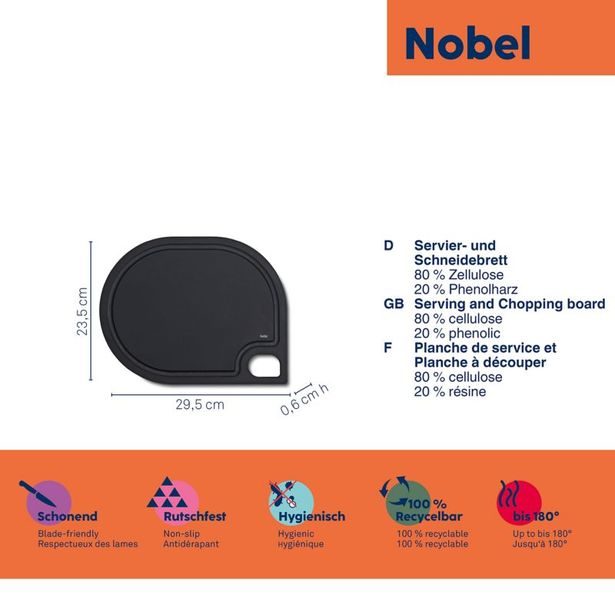 KELA Prkénko krájecí NOBEL černá 29,5x23,5x0,6 cm KL-12863