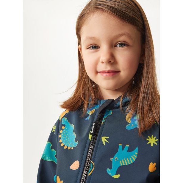 Unuo Batolecí softshellová kombinéza s fleecem Mini, Kobaltová, Dinosauři