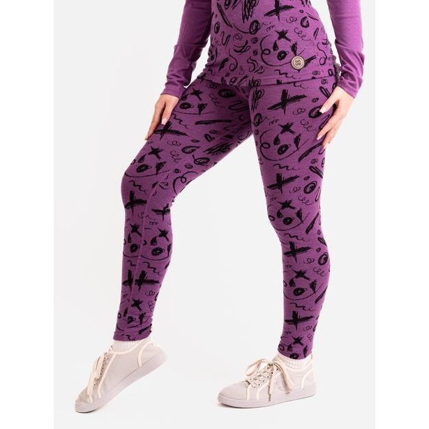 Unuo, Dámské merino legíny Nature, Ostružinová, Kresba