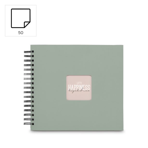 Hama album klasický špirálový FINE ART 28x24 cm, 50 strán, sage, čierne listy