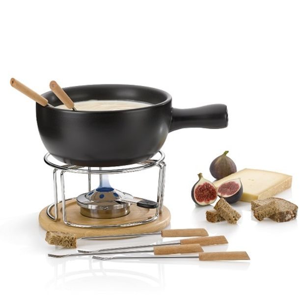 KELA Sýrové fondue NATURA keramika, nerez, chrom, dřevo KL-61306
