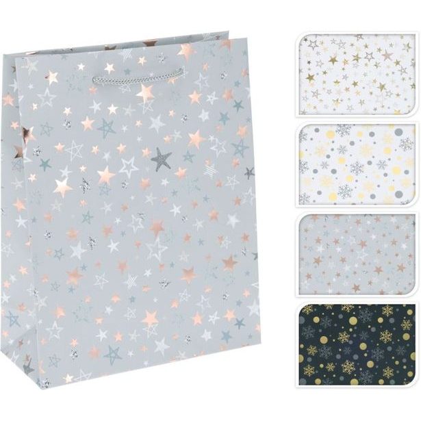 taška dárk. S, HVĚZDIČKY, vánoční, x x cm, mix barev, papír