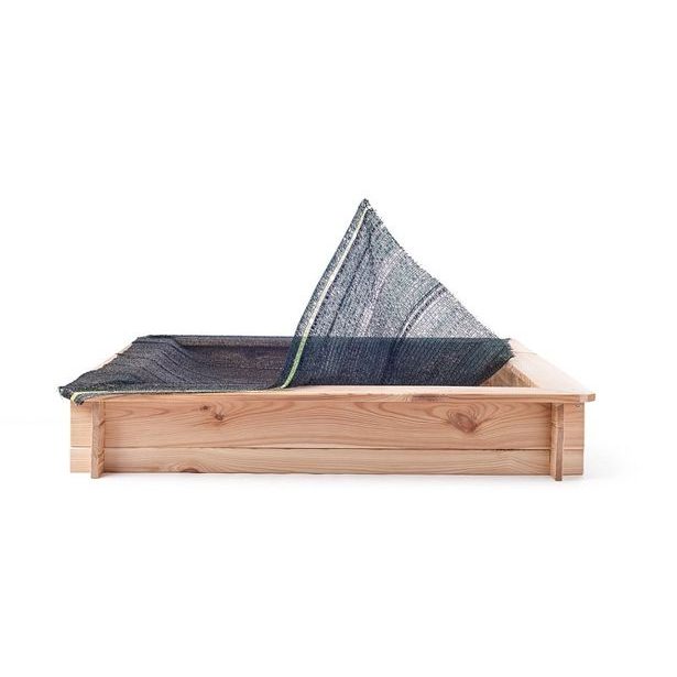 Pískoviště dřevěné - čtvercové, natur, se sítí, 120x120cm