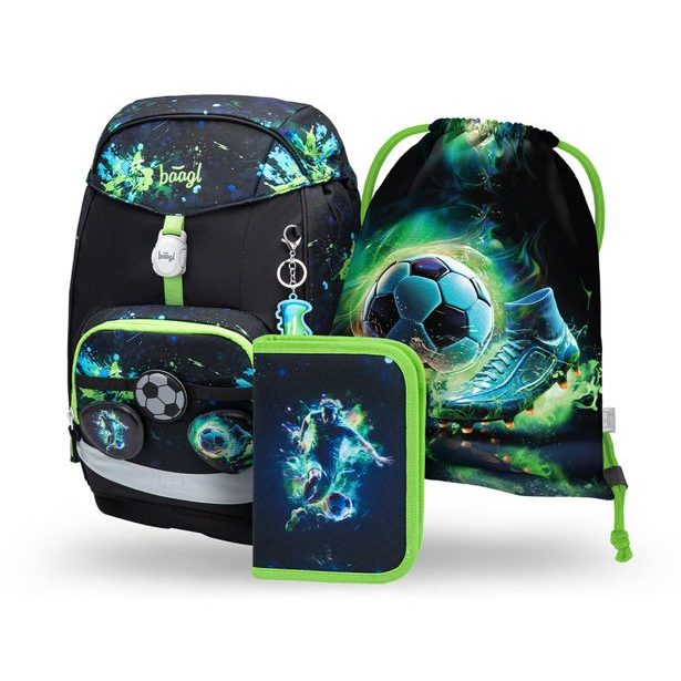 BAAGL SET 3 Airy Plus Fotbal: batoh, penál, sáček
