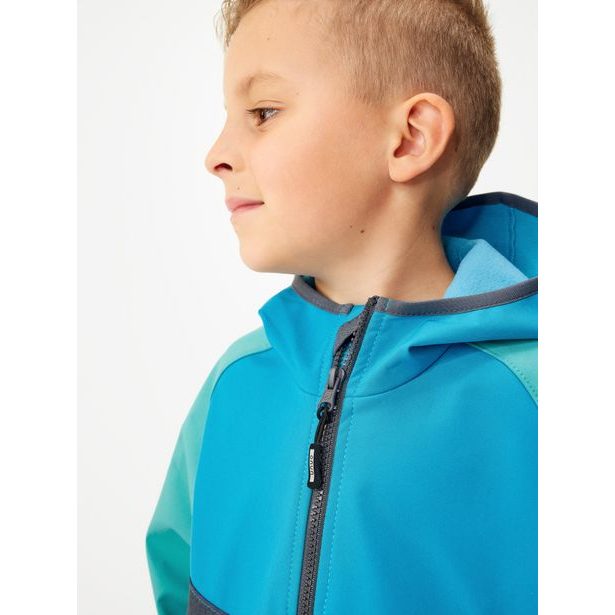 Unuo, Dětská softshellová bunda s fleecem Basic, Multicolor Tyrkysová