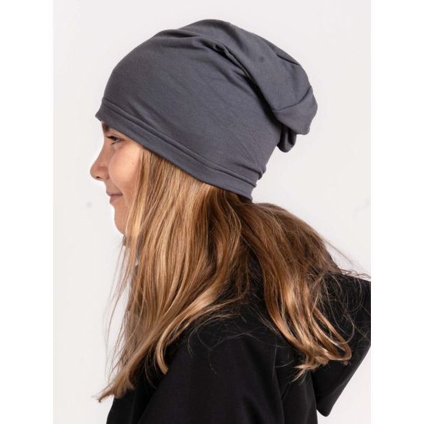 Unuo Dětská čepice z teplákoviny Homeless, Šedá