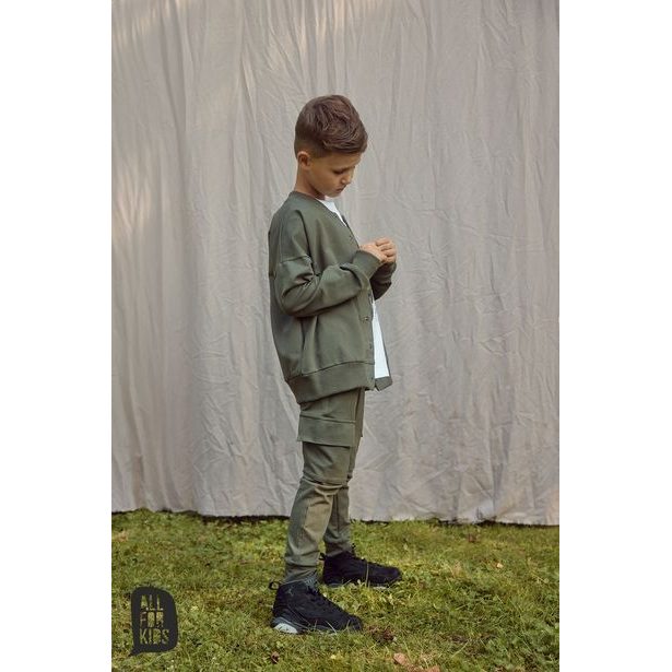 Chlapecké tepláky zelené s bočními kapsami