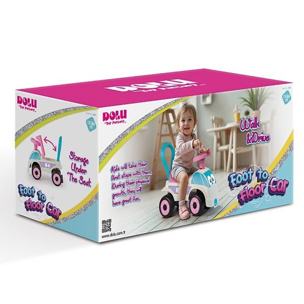 DOLU Odrážedlo auto, bílo-růžová