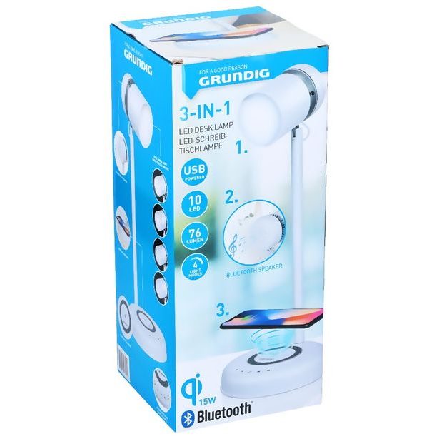 GRUNDIG Stolní lampa LED s bezdrátovou nabíječkou na mobil 3v1 ED-247255