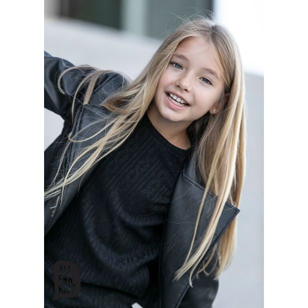 Dívčí šaty pletené s kapsami černé