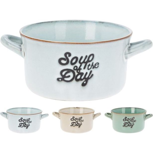 miska 500ml, SOUP, 2ucha, polév., mix barev, kamenina