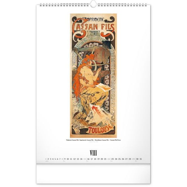 NOTIQUE Nástěnný kalendář Alfons Mucha 2027, 33 x 46 cm