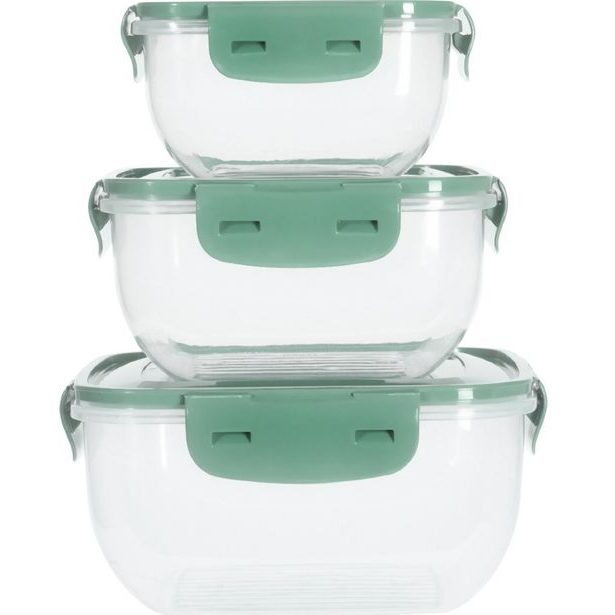 EXCELLENT HOUSEWARE Dóza na potraviny 3 ks tmavě zelená KO-024001550tmze