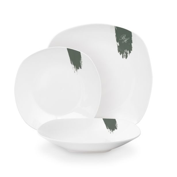 BERLINGERHAUS Jídelní sada talířů 18 ks Matte Green Collection bílá-zelená BH-10205