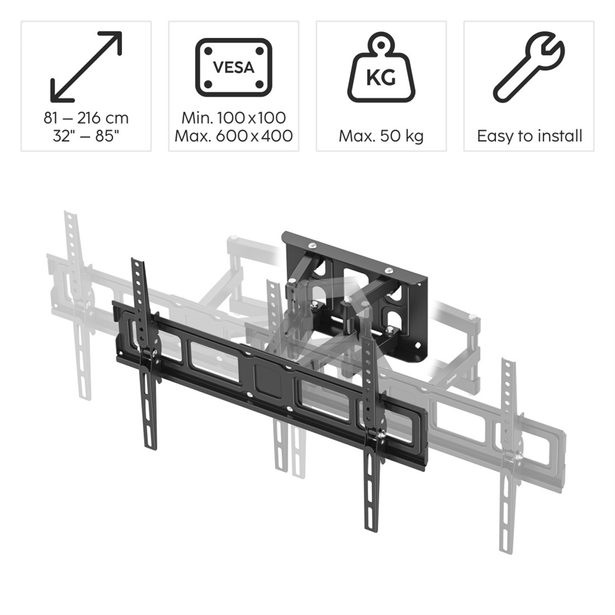 Hama nástěnný držák TV, pohyblivý, 600x400, 50 kg