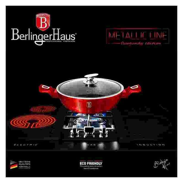 BERLINGERHAUS Pekáč kulatý s mramorovým povrchem a poklicí 32 cm Burgundy Metallic Line BH-1264