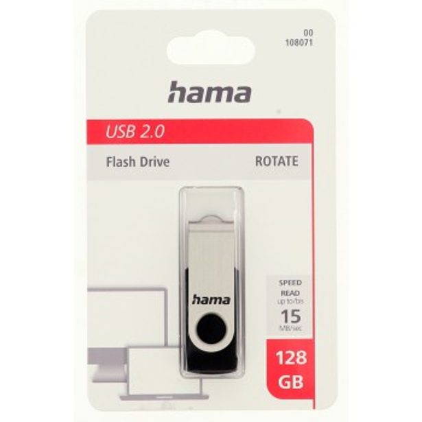 Hama rotate FlashPen, USB 2.0, 128 GB, 6 MB/s, black/silver