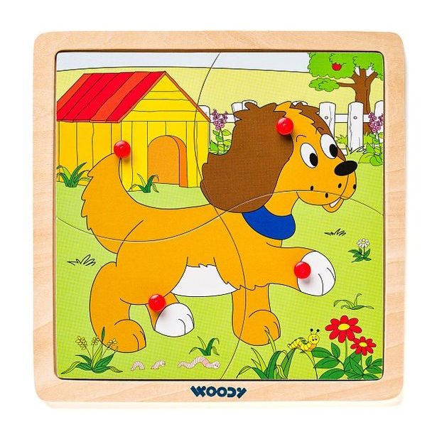 Displ.12ks - Puzzle ze 4 dílů "Mašinka", 4 motivy