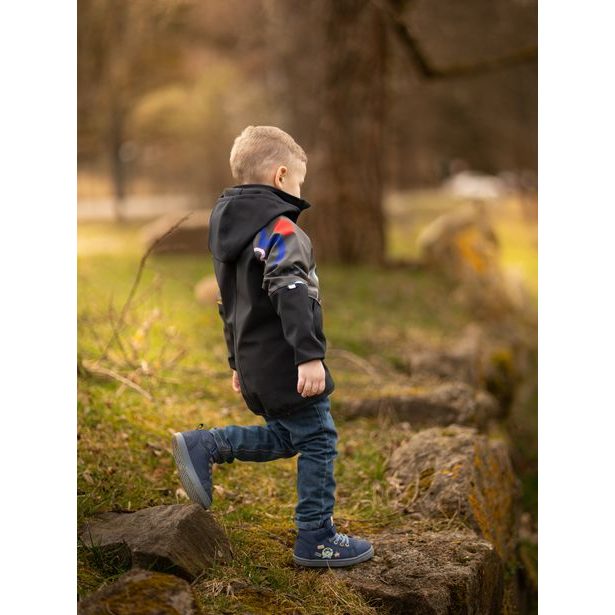 Unuo, Dětská softshellová bunda s fleecem Slim, Černá, Khaki, Fantazie