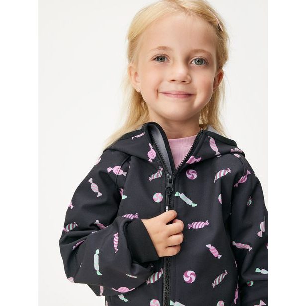 Dětská softshellová bunda s fleecem Basic, Černá, Bonbony