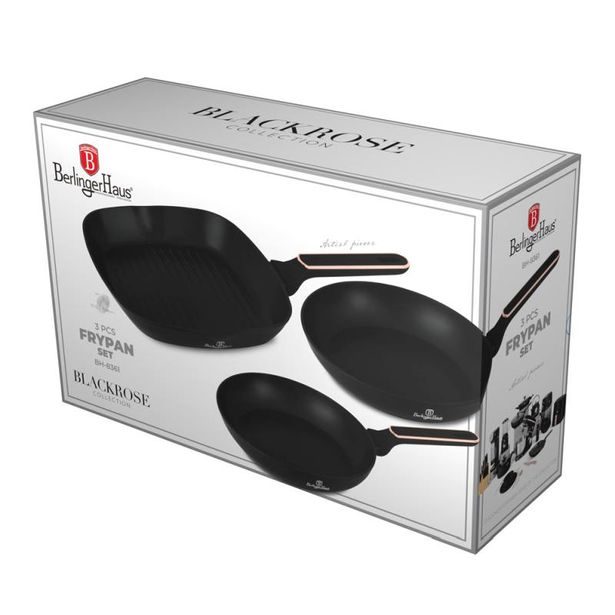 BERLINGERHAUS Sada pánví s titanovým povrchem 3 ks Black Rose Collection BH-8361