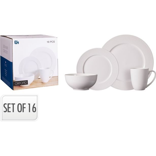 H & S COLLECTION Jídelní sada porcelán 16 ks bílá KO-Q04000320
