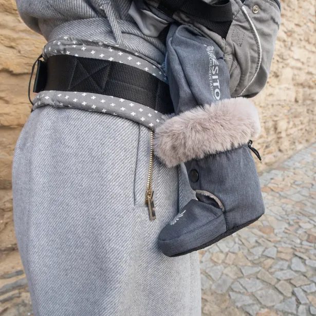 ESITO (handmade) Softshellové capáčky Aljaška - 0 ( 2 - 5 měsíců ) / šedá / latté