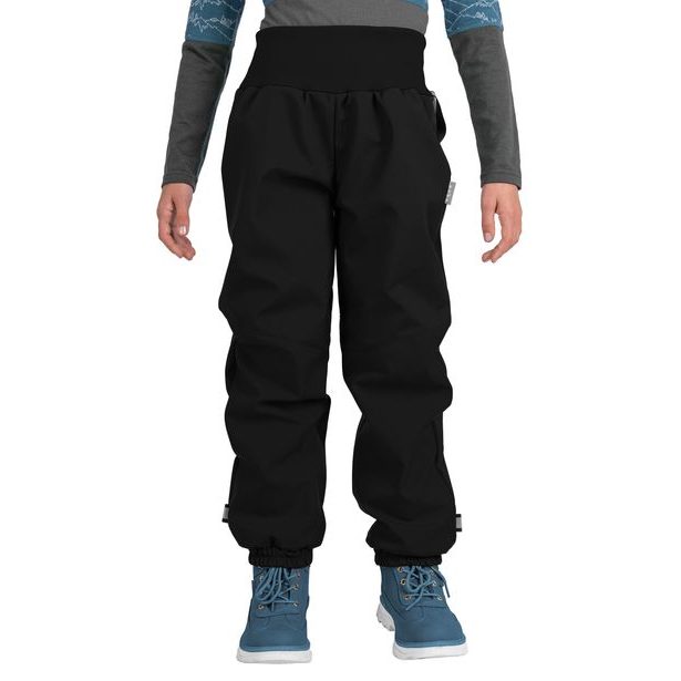 Unuo, Dětské softshellové oteplovačky s fleecem Plus, Černá