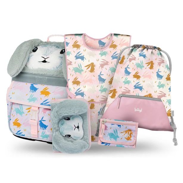 BAAGL SET 5 Zippy Bunny: aktovka, penál, sáček, zástěra, peněženka