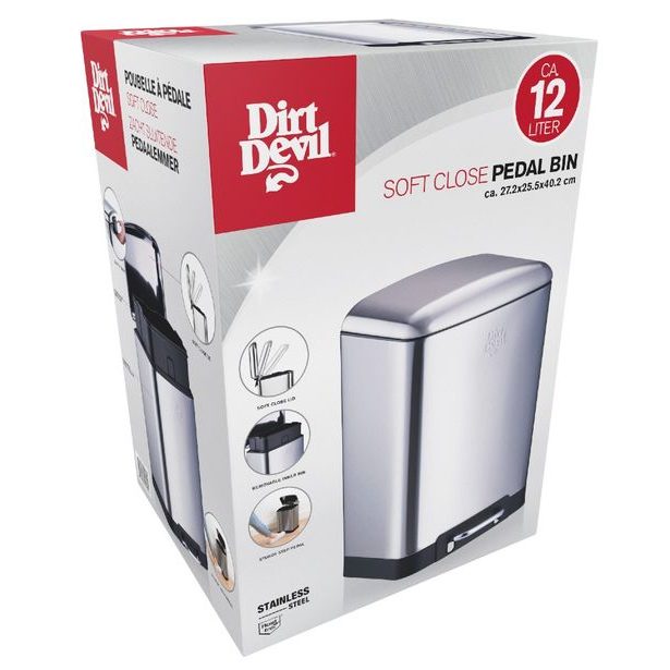 DIRT-DEVIL Odpadkový koš nášlapný 12 l tiché zavírání ED-249495