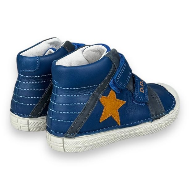 DDstep dětské kožené boty - Modré s hvězdou