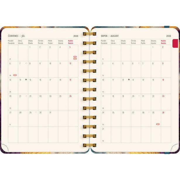 NOTIQUE Spirálový 18měsíční diář Petito – Barevný achát 2026/2027, 13 x 18 cm