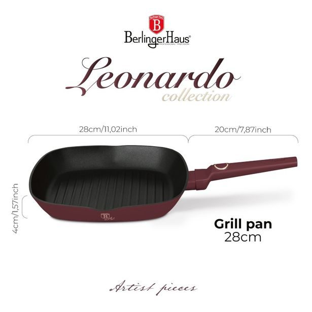 BERLINGERHAUS Pánev grilovací s titanovým povrchem 28 cm Leonardo Collection BH-8036