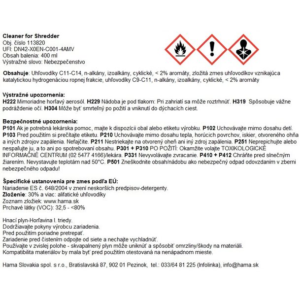 Hama čisticí prostředek pro skartovačky, 400 ml
