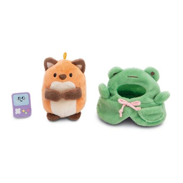NICI NICI plyš MyMochi Liška Geeks 8cm v kostýmu žabky a videohrou, set dárkové balení 8,5x6,5x10cm