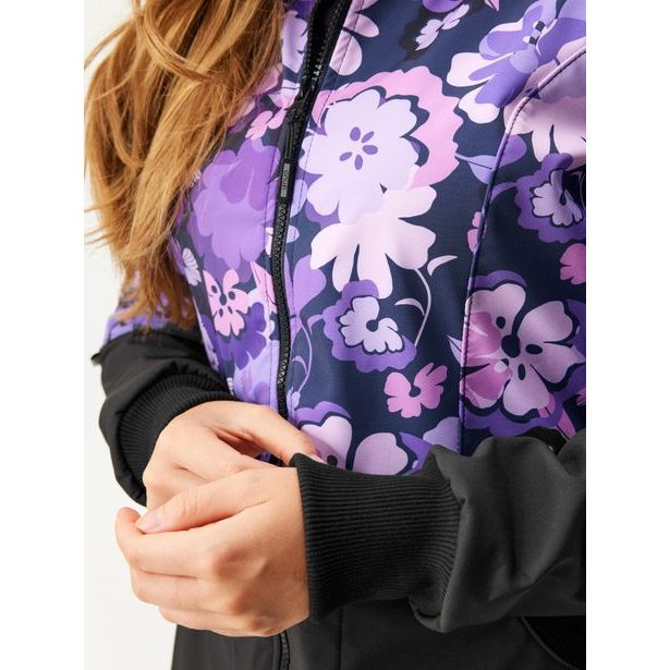 Unuo Dámský softshellový kabát s fleecem Street, Černá, Kytky