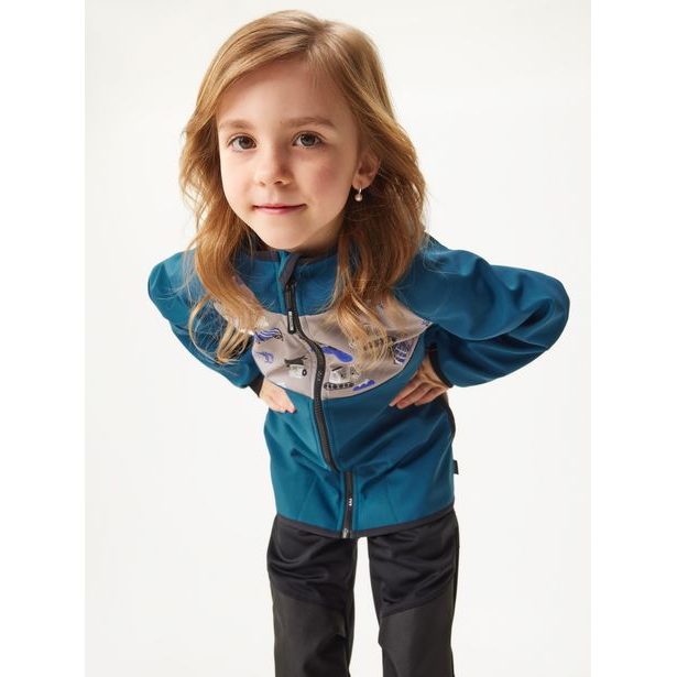Unuo Dětská softshellová bunda s fleecem Basic, Kobaltová, Bagr