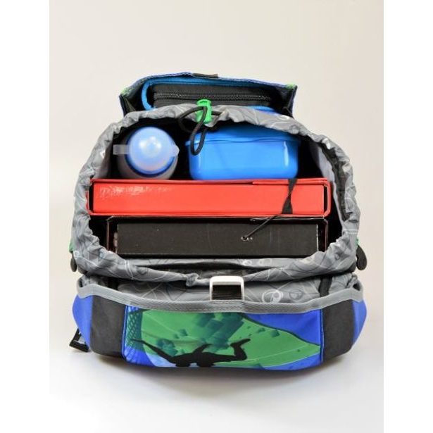 Školská aktovka/batoh pre chlapcov Bagmaster POLO 7 B BLUE/GREEN/BLACK