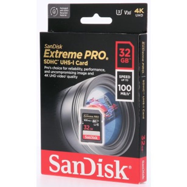 SanDisk Extreme PRO 32GB SDHC Memory Card 100MB/s and 90MB/s, UHS-I, Class 10, U3, V30