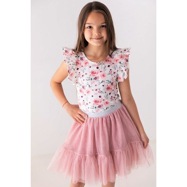 Dívčí sukýnka Princess Lily Grey old pink (stříbrná guma)