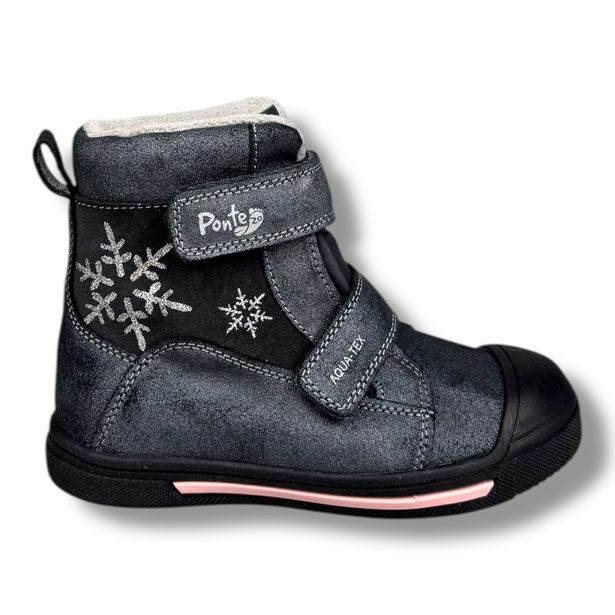 Dětská kožená zimní obuv s membránou, Ponte 20 - Černé